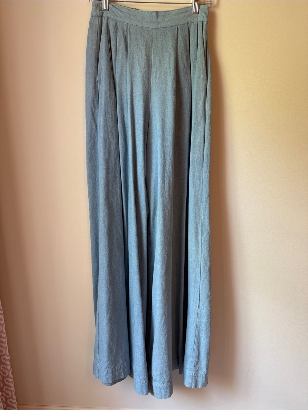 Light Blue Wide-Leg Flowing Palazzo Pants
